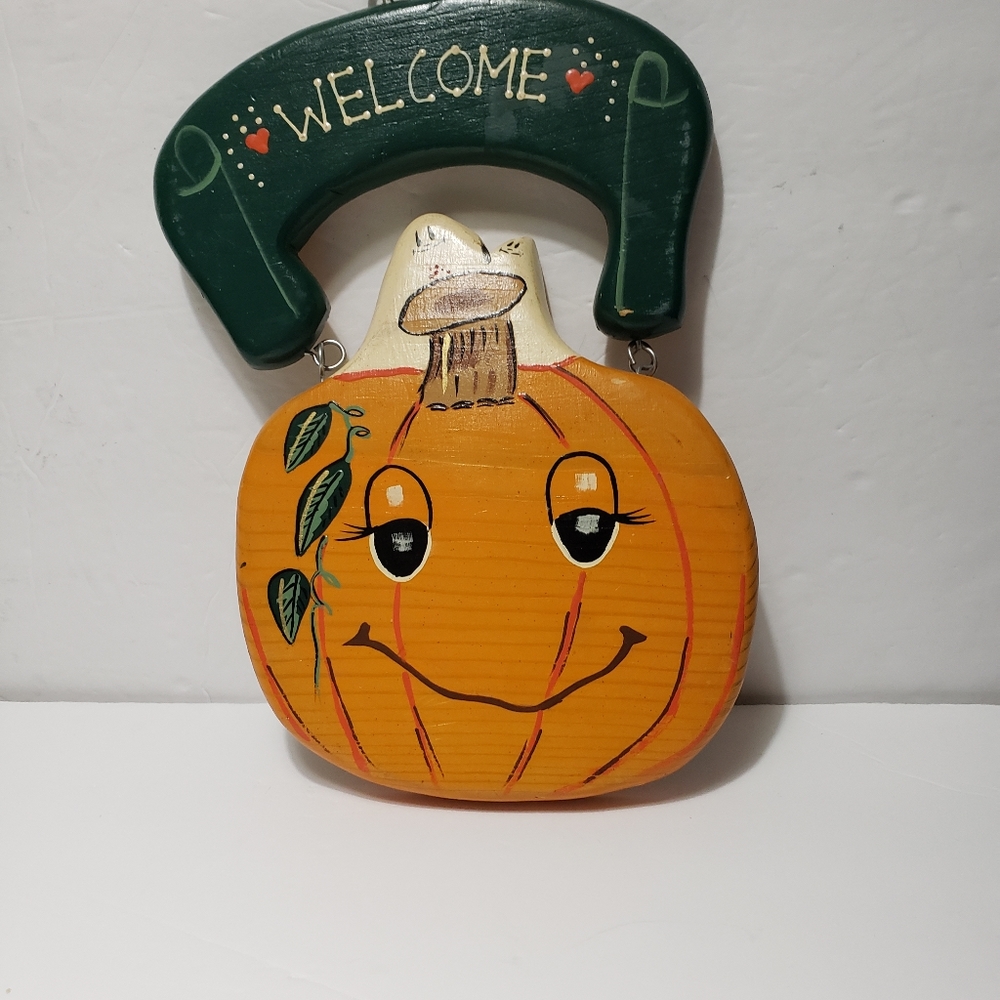 HANDMADE Wood Fall Pumpkin Door Hanger